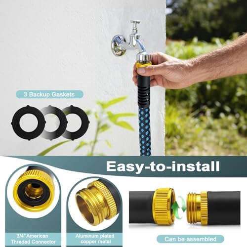 garden hose 100 FT, non-extendable and ultra-lightweight, equipped with 10-function nozzle. Kink-free, sturdy, flexible, and wear-resistant, suitable for use in yards, lawns, outdoors (100 FT) - Image 3