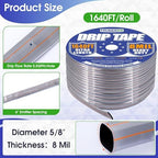 1640FT 5/8" Drip Irrigation Tape - 8 Mil 0.5 GPH 6" Spacing - Image 2