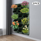 36 Pockets Vertical Wall Planter, Wall Mounted Flower Pot Holder with 180LB Capacity,10.56 oz Self Watering Pots & 36 Non-Woven Bags for Indoor Outdoor Herbs,Flowers,Strawberries (Army Green) - Image 7