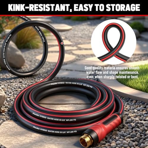 Garden Hose 50ft x 5/8", NON-EXPANDABLE Heavy Duty Hose with Nozzle - Image 5