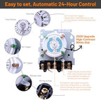 2026 Upgraded T104 Mechanical Timer Switch, 208V-277V 40A DPST, 24-Hour Heavy-Duty Pool Timer for Pump/ Water Heater/ Lighting/ HVAC, High-Contrast White Dial, with 4 Timer Trippers - Image 3