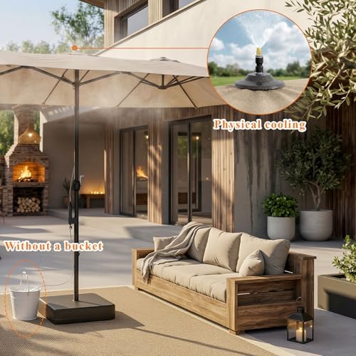 15 FT Patented Misting Patio Umbrella with Base, Outdoor Umbrella with Built-in Rechargeable Mist System - Image 3