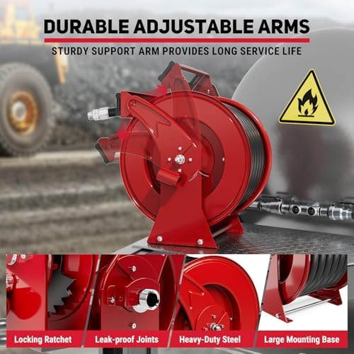 Fuel Hose Reel 1" x 33 ft, Retractable Diesel Reel with Refueling Nozzle - Image 3