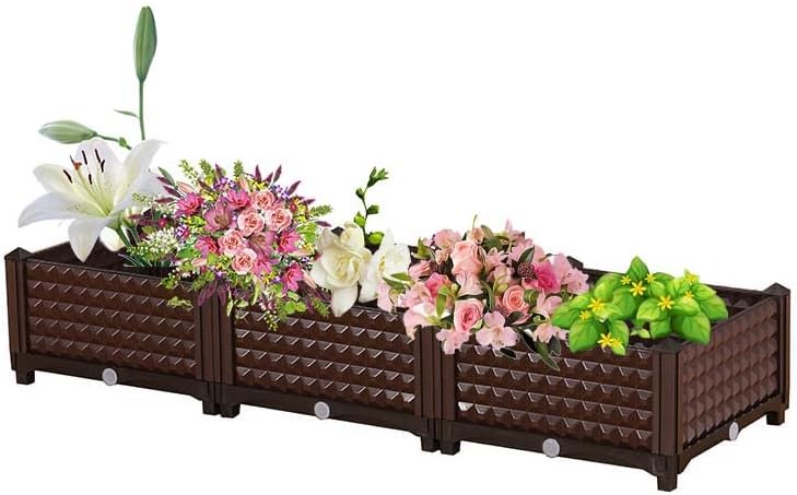 YSUEFIJO Raised Garden Bed, Outdoor Planter Box with Water Design & Drainage Holes, Vegetable Flowers Planting Raised Container, Garden Bed Kit for Backyard/Patio/Gardener by WELCOMETOYSUEFIJO