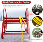 Garden Hose Reel on Stable Pedestal Base portable Hose Reel Wall Mount Easy to Store Steel Manual Crank Water Hose Holder for Outside Use Storage and Watering(47x39x53cm) - Image 2