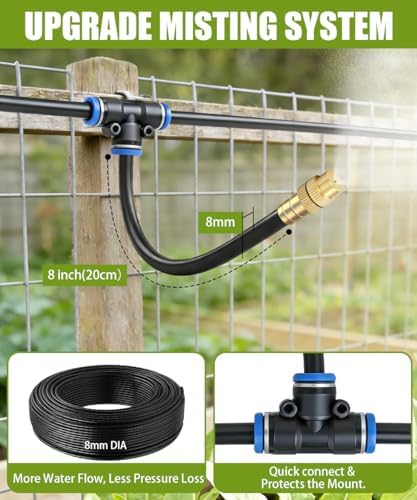 80FT 5/16" Misting Irrigation System for Garden with 30 Adjustable Nozzles - Image 5