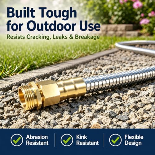Metal Garden Hose 50 ft – 304 Stainless Steel Water Hose with Nozzle Sprayer, Garden Hoses Flexible, Lightweight, No Kink, Heavy Duty for Outdoor (50 ft) - Image 6