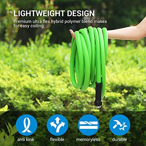 DEWENWILS Garden Hose 25 ft x 5/8", Water Hose with Swivel Handle, Heavy Duty, Lightweight, Flexible Hose for Plants, Car, Yard, 3/4 Inch Solid Fittings, Drinking Water Safe HHGH25A1 - Image 5