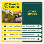 Haus & Garten Heavy-Duty 3/4" Brass Garden Hose Shut Off Valve - Garden Hose Connector, Water Shutoff, Gardening Hose Nozzle Valve, Outdoor 3/4 Inch GHT Brass Shut Off Valve Attachment (2-Pack) - Image 5
