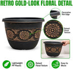 Usocik 16 Inch Outdoor Planters, 4 Pack, Copper Retro Floral - Image 4
