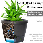 Sun-E 10 Inch Whiskey Barrel Self Watering Planters, Wood Look, 3-Pack - Image 3
