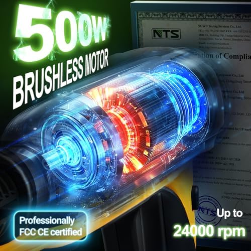 Cordless Washer, 3 Gear Brushless Washer for Car Washing, Patio, Fence, Driveway, Outdoor Cleaning, with 2 Batteries, 6 in 1 Nozzle, 6 Meter Hose, Tap Adapter - Image 4