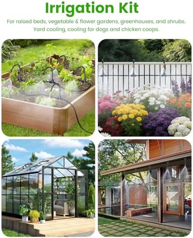 240FT Drip Irrigation System for Garden with 36 Nozzles –360° Adjustable Misting Nozzles, Quick-Connect Design, Ideal for Raised Beds, Lawns, Greenhouses & Outdoor Cooling - Image 7