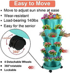 GameXcel Vertical Planter Tower - 6 Tier Stackable Garden Planters with Wheels and Garden Tool Set Plant Pots for Strawberry Herb Flower and Vegetable Indoor Outdoor Use Teal - Image 5