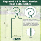 12Pcs Metal Hose Guide Stakes 14 Inch Garden Hose Holder Stake Heavy Duty Hose Support Hose Guide Spike for Outside Yard Lawn, Keeps Garden Hose Out of Flower Beds for Plant Protection - Image 2