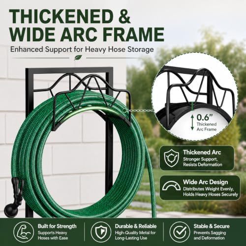 Freestanding Garden Hose Holder - Heavy Duty Metal Water Hose Holder for Outside, Detachable Hose Rack & Storage Hanger, 160FT Capacity for Lawn & Yard, Black - Image 5