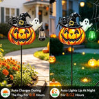 YJFWAL Halloween Pumpkin Solar Garden Lights Outdoor Waterproof, for Child and Friends, Stake Lights with Solar Lantern, Hanging Solar Lights, Solar Path Lights Yard Art Outside Patio Decor - Image 2