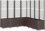 Garden Planter with Trellis 7 Modular Boxes Rattan Look Brown by Unknown