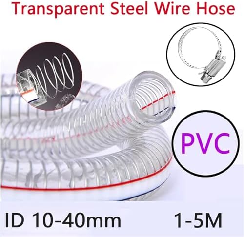PVC Steel Wire Hose Transparent Soft Pipe Plastic Water Pump Tube Flexible Rubber With Metal Wire Tubing(ID 19mm,4M) - Image 3