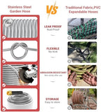Lefree 100ft 50ft Metal Garden Hose - Heavy Duty 304 Stainless Steel Flexible Water Hose, No Kinks & Leak-Proof with Upgraded Handle, 10-Function Spray Nozzle & 4 Spare Gaskets for Yard, RV, Pet Bath - Image 7
