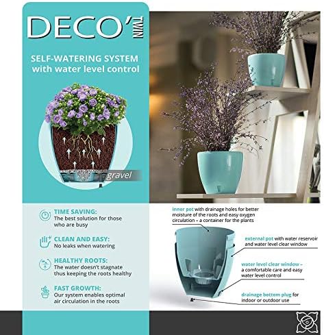 Santino 7.9 Inch Deco Self Watering Pots for Indoor Plants in Jade (Set of 3) - Decorative Flower Pot with Water Level Indicator and Drainage Cartridge for All House Plants, Flowers and Herbs - Image 3