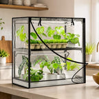 2-Tier Desktop Indoor Greenhouse with Grow Light, 11.8x23.6x23.6 by InzlumeGrowLight