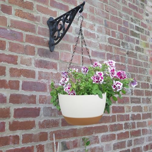 2 Pack Self Watering Hanging Planters: 9.7 Inch Pots with Chain Tray, White - Image 4