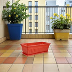 MAGICLULU 2pcs Large Plastic Rectangle Planters with Saucers for Balcony and Garden, Thickened Window Boxes for Vegetable and Strawberry Planting, Brick Red Sturdy Flower Holders - Image 7