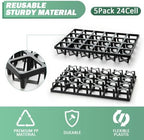 RooTrimmer Square Nursery Pot Tray with 24 Cells, 5 Pack Plant Trays for Pots, Flower Pot Moving Tray, Plastic Planting Tray for Carrying Small Plant Pots(120 Cells in Total - Image 2