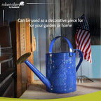 Headwind Aurora 2 Gallon Metal Watering Can, Large Watering Can Outdoor for Garden Plants, Brass Rose Shower Head, Vintage Embossed Galvanized Steel – Oceanside Blue - Image 7