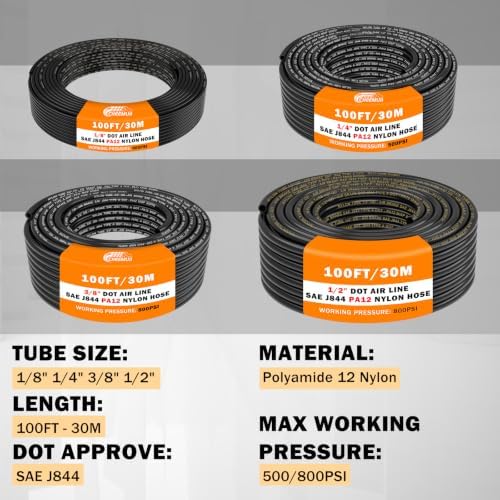 CheeMuii 288PCS Brass DOT Air Line Fittings with 4 Roll 100FT DOT Air Lines - Image 3