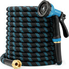 Garden Hose 50 ft, 2026 Upgraded Kink Free Flexible Water Hose 50ft With 10 Pattern Spray Nozzle, Leak-Proof, Portable, Ultra Lightweight & Durable Garden Hose for Yard, Lawn, Outdoor (Black & Blue) by Adimos