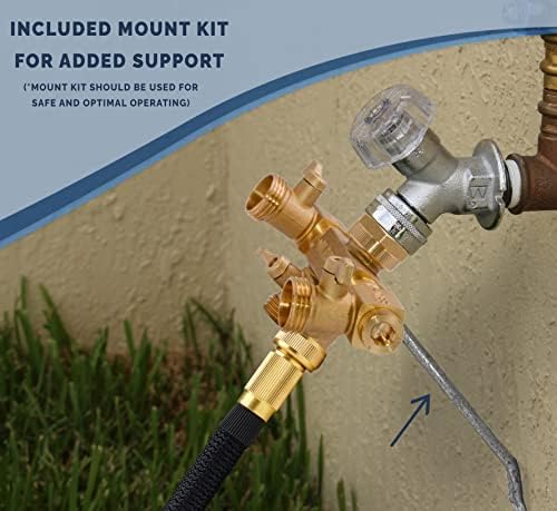 Morvat Heavy Duty Brass 4 Way Splitter with Rotating Arms & ON/OFF Valves, Includes Mount Kit PLUS 4 Pack Brass Garden Hose Kink Protector, Standard 3/4'' Threading, Includes 8 Rubber Washers and Tape - Image 4