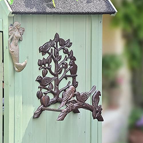 Sungmor Brown Bird Water Hose Holder, Wall Mount Garden Hose Hanger, Heavy Duty Cast Iron Hose Reel Wall Mounted, Indoor Outdoor Watering Hose Wall Hook, Yard Balcony Water Pipe Storage Rack Butler by Sungmor