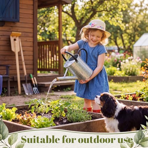 2 Pcs 1 Gallon Metal Watering Can for Indoor Outdoor Plants, Galvanized Garden Water Can with Long Spout and Dual Handles, Large Silver Watering Pot for Flowers, Houseplants, Yard - Image 6