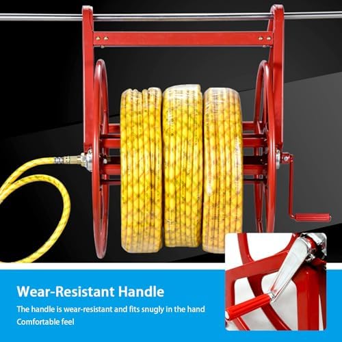 Large Capacity Hose Reel Storage Holder, Wall Mount Freestanding Garden Hose Organizer with Hand Crank, Hook design, Durable Metal Frame for Outdoor Watering Equipment(61x39x53cm) - Image 5