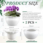 2 Set 7.5 Inch African Violet Pots Self Watering Ceramic - Image 3