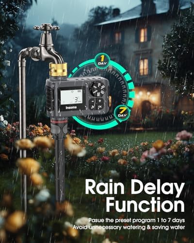 2-Packs Water Timer for Outdoor Garden Hose, Hose Timer with Rain Delay/Manual Mode, Automatic Drip Irrigation Controller System for Lawn Yard Garden Watering - Image 5