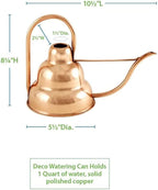 WC-17 Deco Copper Metal Watering Can Jug with Long Spout & Handle for Small Garden Plants Flowers Indoor Outdoor with Decorative Look, Copper - Image 3