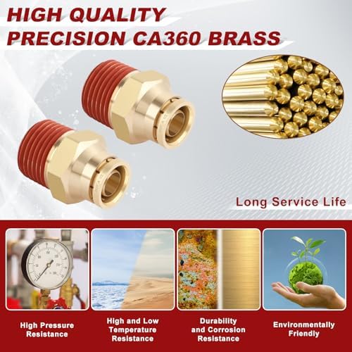 DOT Approved Male Straight Brass Union 1/2" Tube x 1/2" NPT, 10PCS - Image 2
