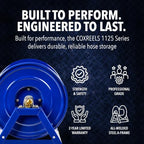 Coxreels 1125-4-100 Hand Crank Steel Hose Reel, 1125 Series - ½" x 100', 3,000 PSI - Heavy Duty All Welded Steel A Frame – Adjustable Tension Break – Made in The USA, Blue - Image 2