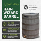 Good Ideas Rain Wizard Water Collection Barrel, 50 Gallon, Oak, 4 Pack - Image 2