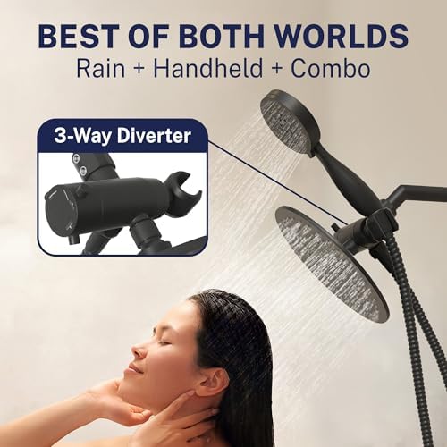 HammerHead Metal Dual Shower Head Combo With 3-Spray Handheld and Rainfall - Image 3