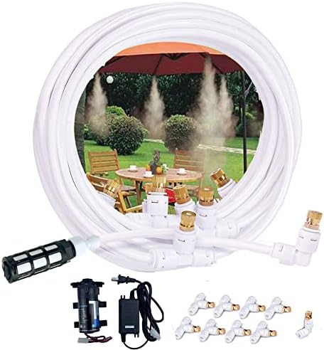Misters for Outside Patio,Mist Cooling System, Outdoor Water Misting Cooling System, Backyard Mist Hose Kit for Garden, Greenhouse, Fan, Deck, Umbrella, Canopy, Pool, Porc(Size:24m Tube + 36 nozles) by Melairy