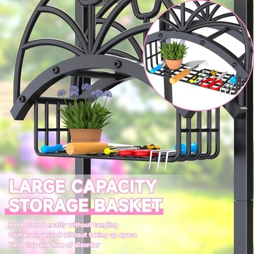 Garden Water Hose Holder Freestanding with Storage Basket for Outside - Image 3