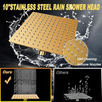 10'' Square Rain Shower Heads with Handheld, High Pressure Shower Head Combo with 11'' Adjustable Extension Arm, All Metal Shower Wand with 78'' Anti-Leak Shower Hose, 3 Way Diverter Valve, Gold - Image 6