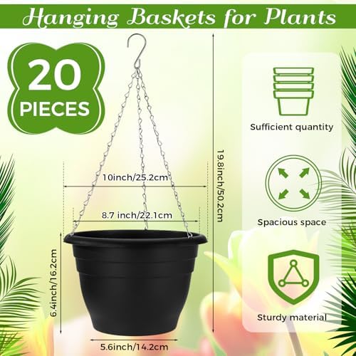 20 Pack Hanging Planter Basket 10 Inch with Drainage Tray - Image 2