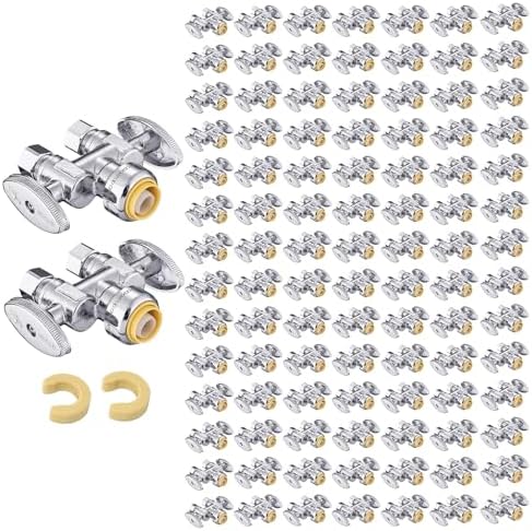 100Pcs EFIELD 1/2"Push x Dual 3/8"OD Straight Stop Valve(PF-VALVE039-100) by EFIELDPEXTUBING
