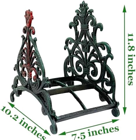 Decorative Garden Hose Holder, Hose Hanger, Heavy Duty Cast Iron Garden Yard Water Pipe Holds, Wall Mounted Hose Butler, Hose Rack Reel, 50FT 75FT 100FT Water Hose Bulter Storage (rose) - Image 2