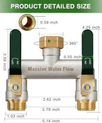 Hose Splitter 2 Way Heavy Duty, Brass Garden Hose Splitter - Image 2